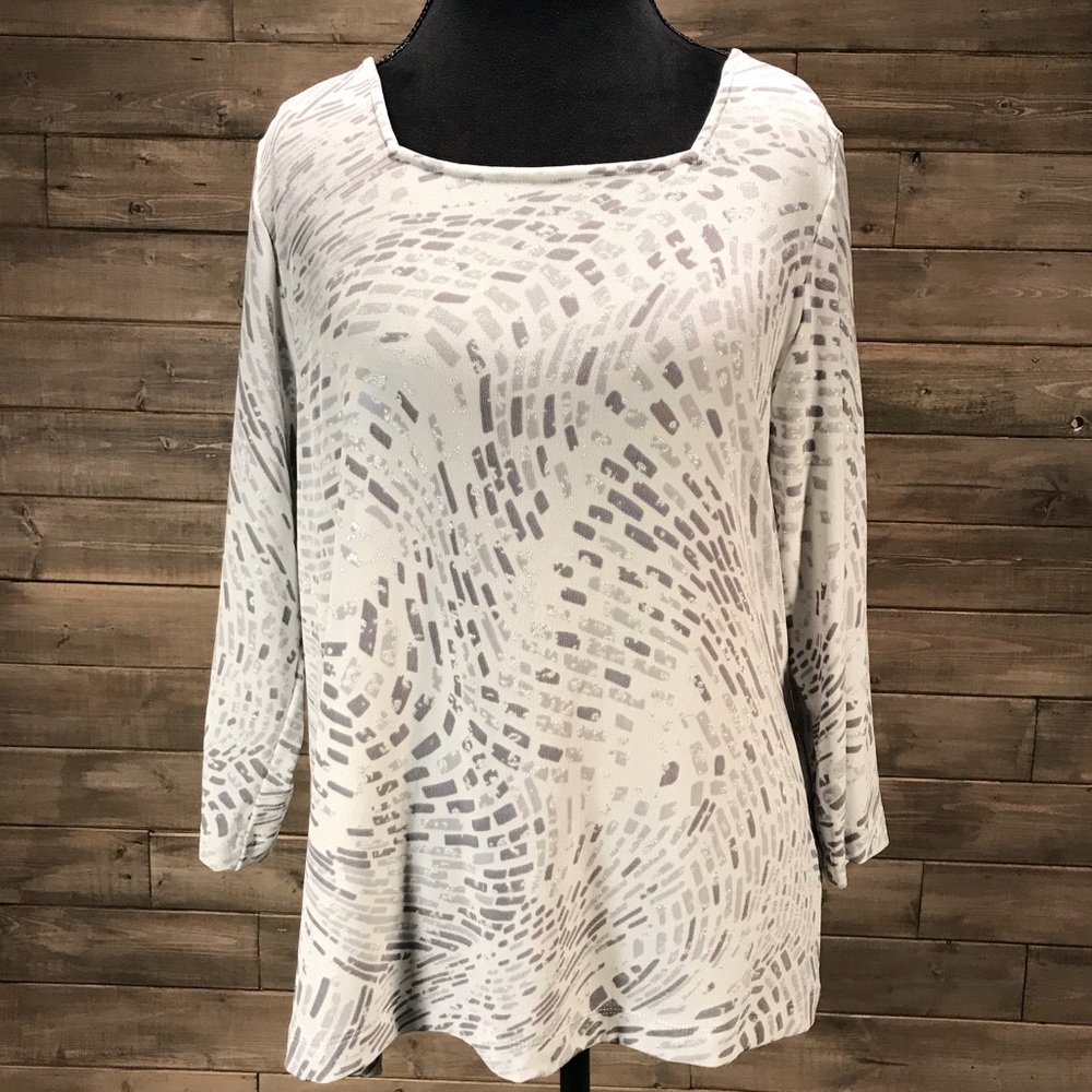 Chico’s/Travelers Shimmer Swirl Square Neck Top